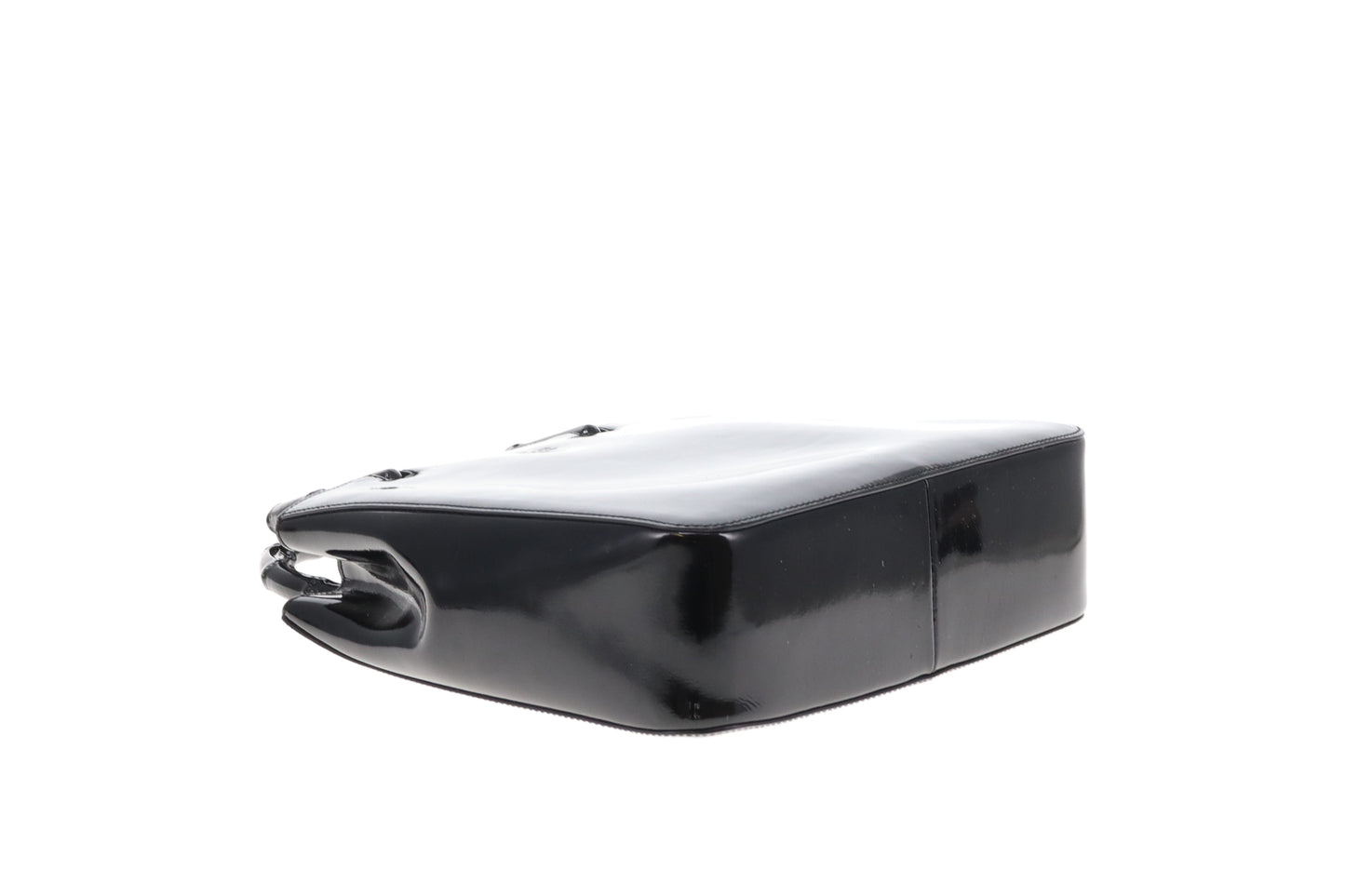 Gucci Bamboo Handle Bag All Black Patent Leather Vintage