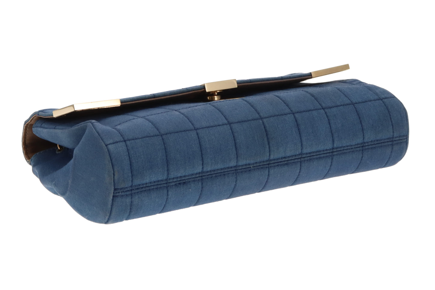 Chanel Denim Flap Bag In Square Quilt & Gold Hardware Vintage