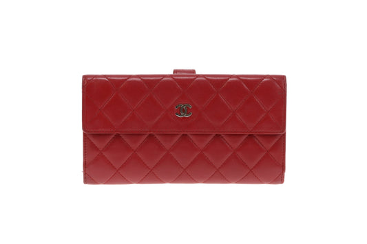 Chanel Long Flap Wallet Red Lambskin SHW 2012