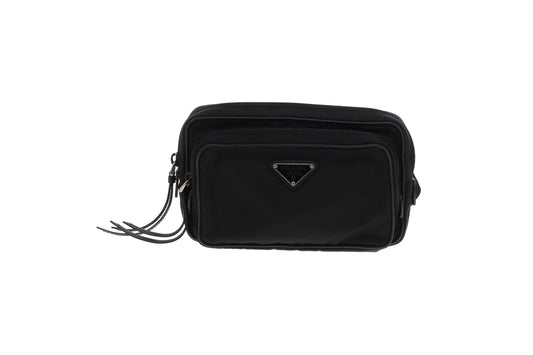 Prada Black Nylon Two Pocket Waist Bag