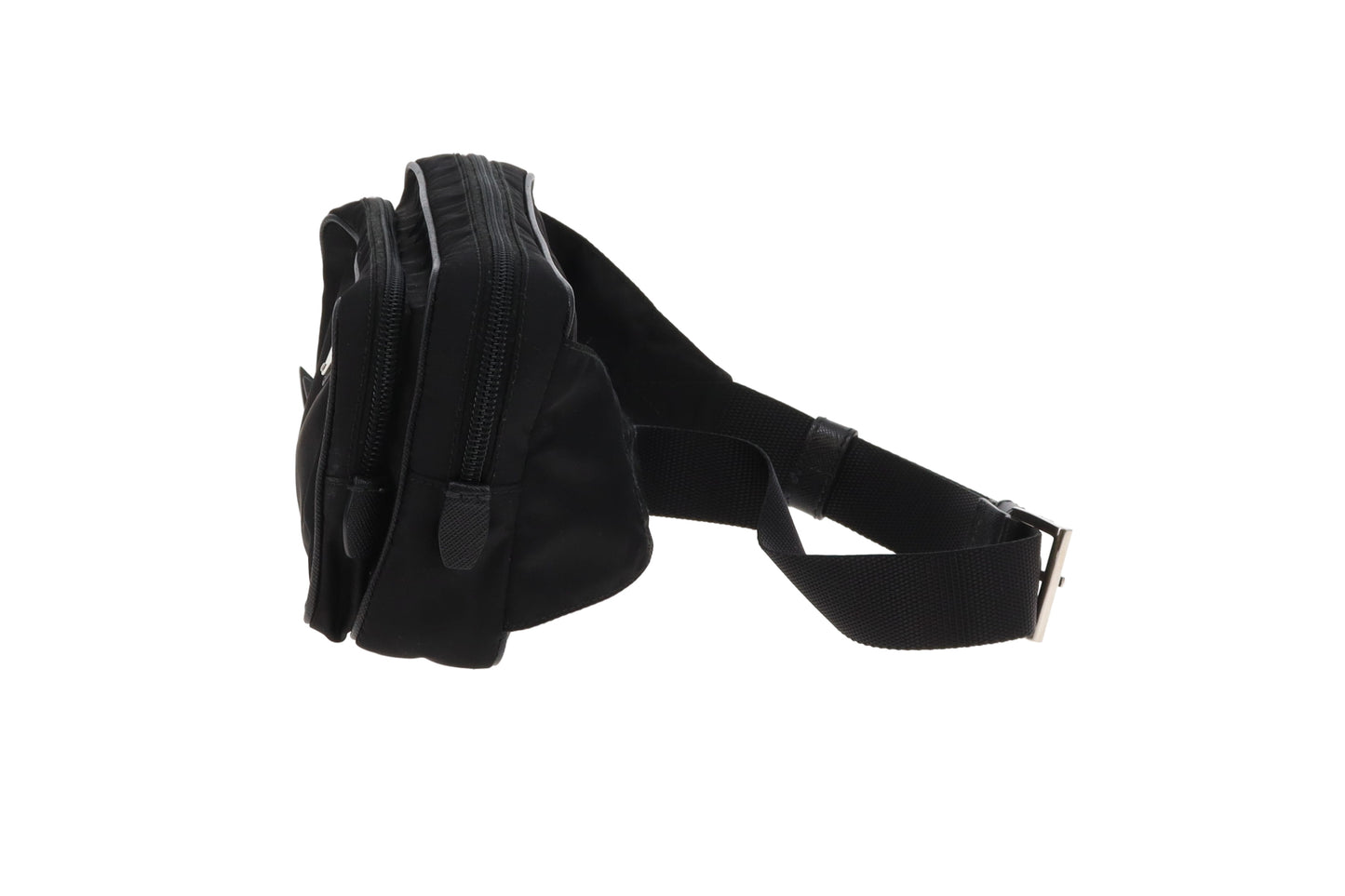 Prada Black Nylon Two Pocket Waist Bag