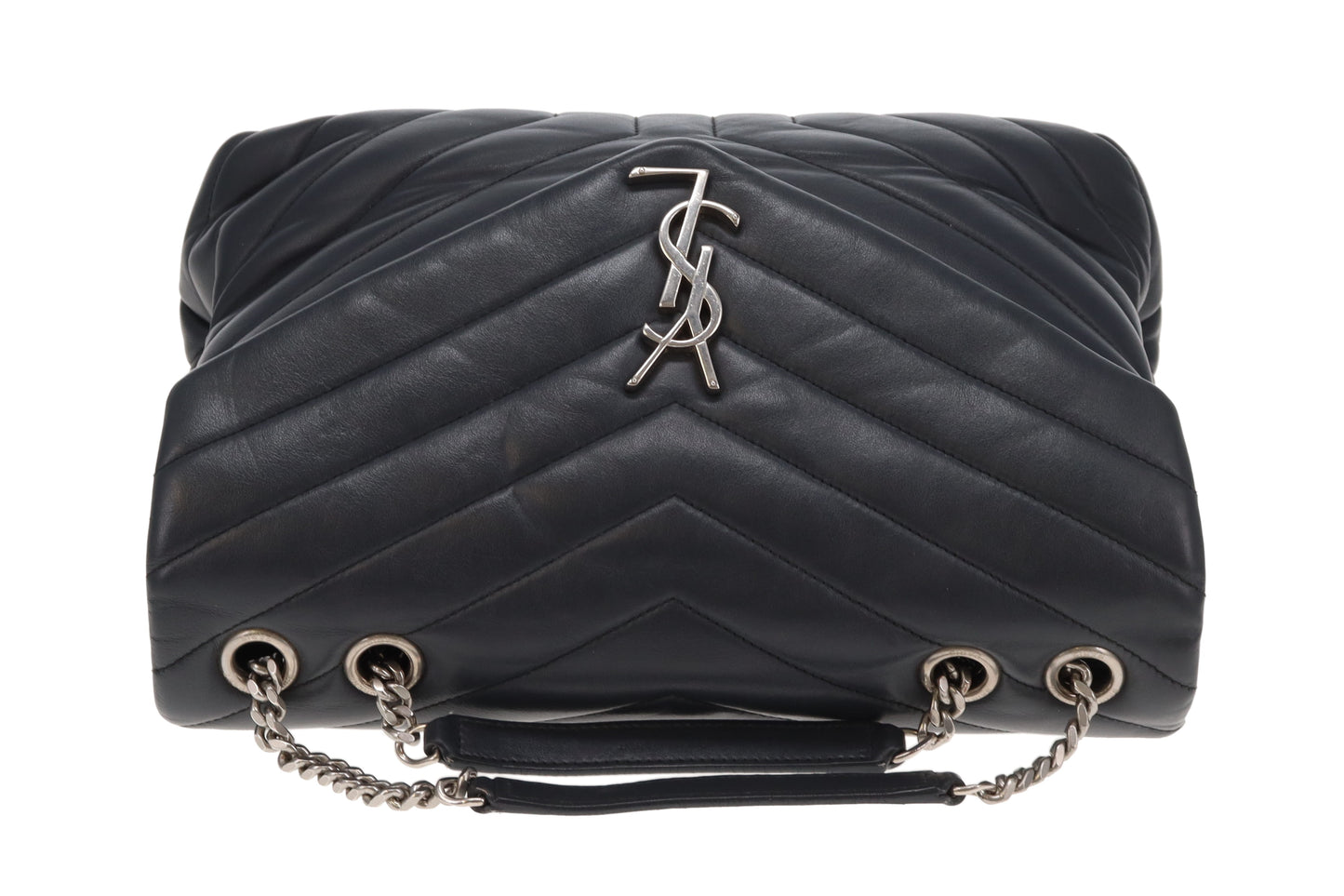 Saint Laurent LouLou Medium In Dark Smog Chevron Leather