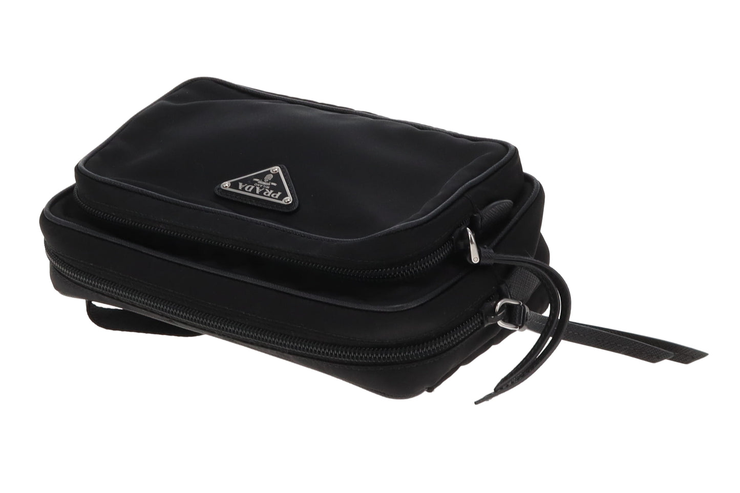 Prada Black Nylon Two Pocket Waist Bag