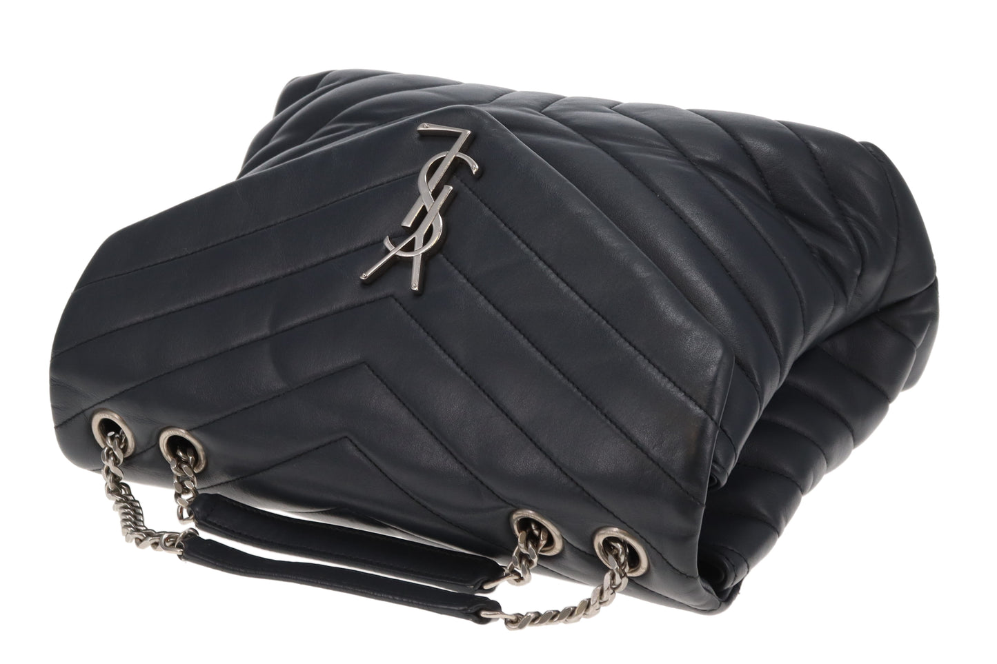 Saint Laurent LouLou Medium In Dark Smog Chevron Leather