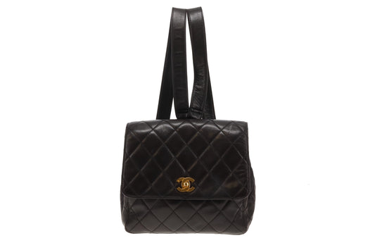 Chanel Black Lambskin Leather GHW CC Backpack 1994/96
