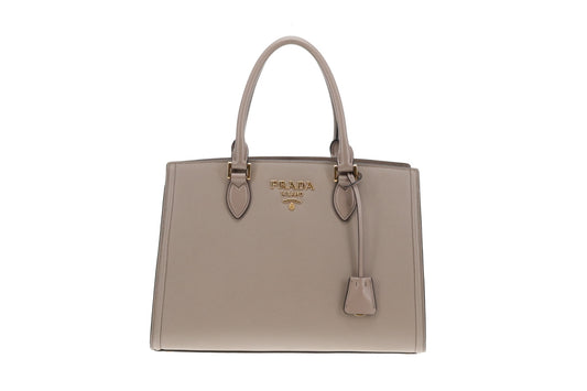 Prada 2-Way Tote Bag Grey Saffiano and Calf