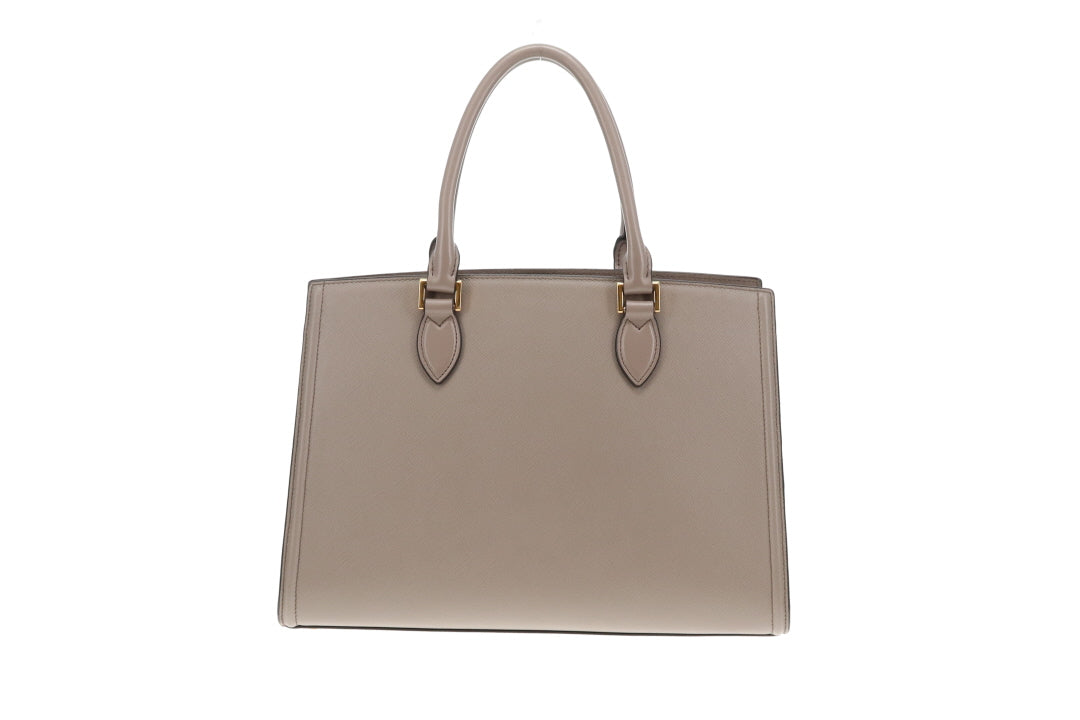 Prada 2-Way Tote Bag Grey Saffiano and Calf