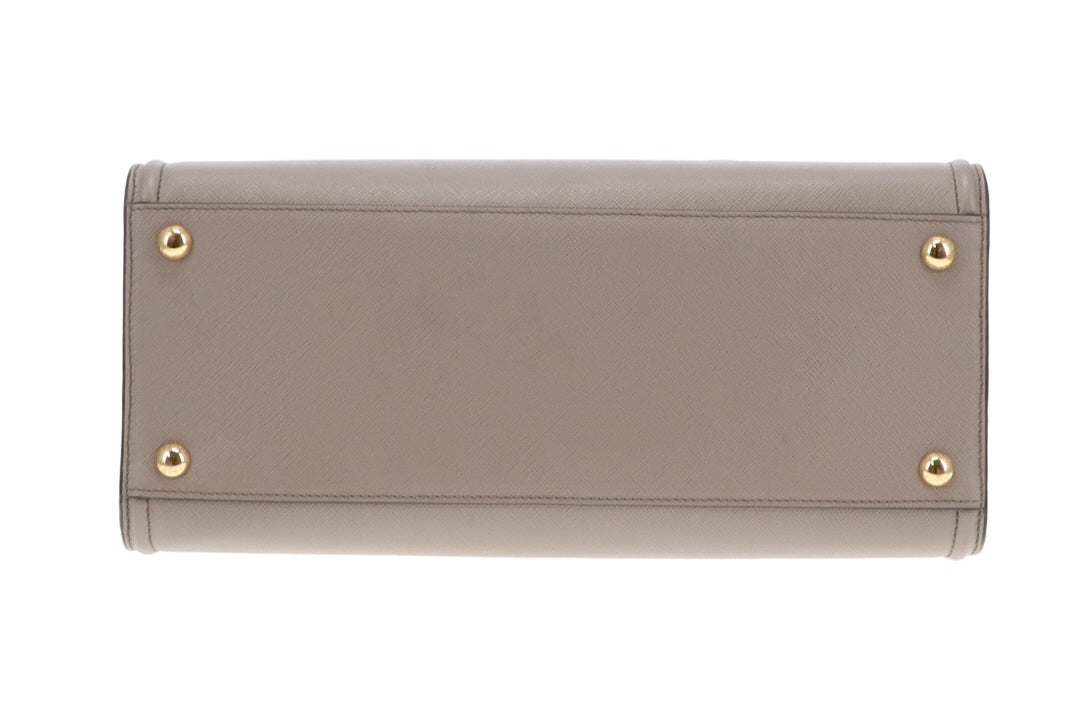 Prada 2-Way Tote Bag Grey Saffiano and Calf