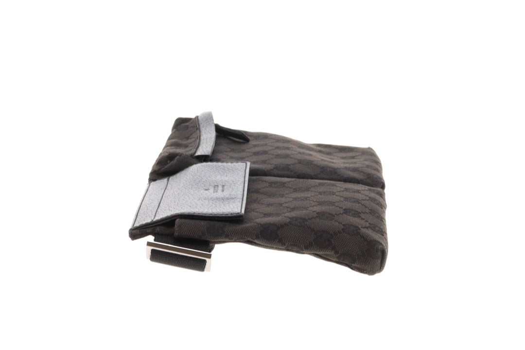 Gucci Double Pocket Waist Bag Black GG Canvas