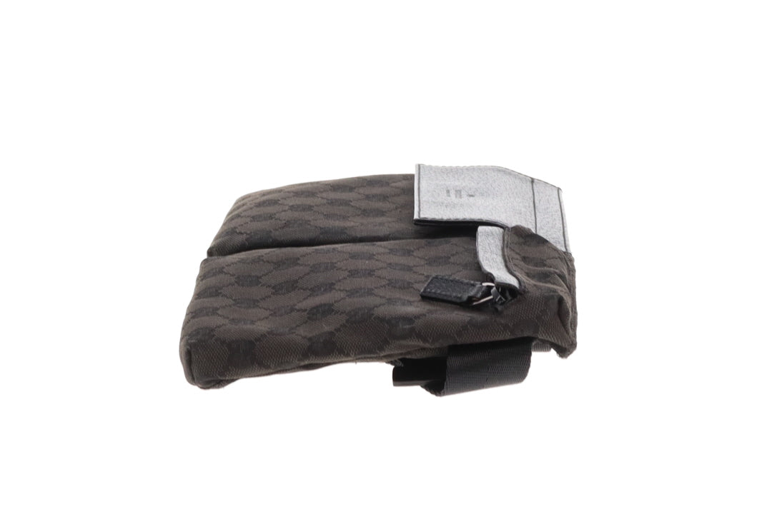Gucci Double Pocket Waist Bag Black GG Canvas