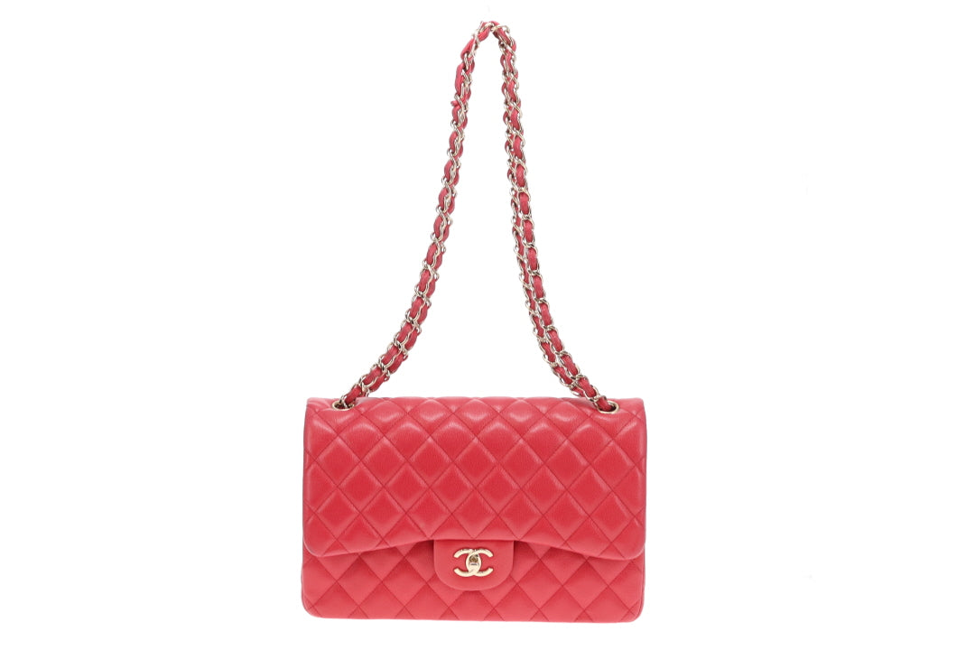 Chanel Classic Jumbo Double Flap Raspberry Caviar GHW 2019