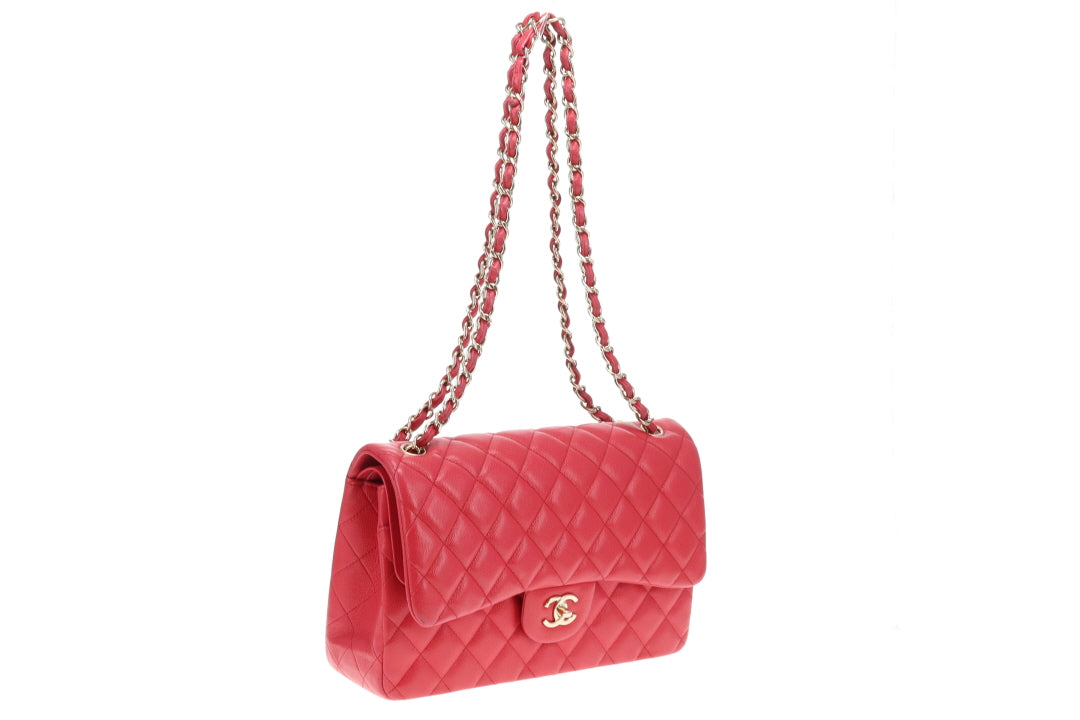 Chanel Classic Jumbo Double Flap Raspberry Caviar GHW 2019