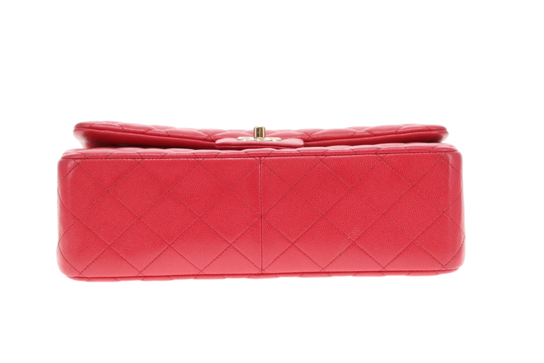 Chanel Classic Jumbo Double Flap Raspberry Caviar GHW 2019