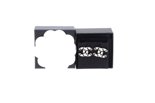 Chanel Earrings CC Large Goldtone, Black Enamel and Crystal 2025