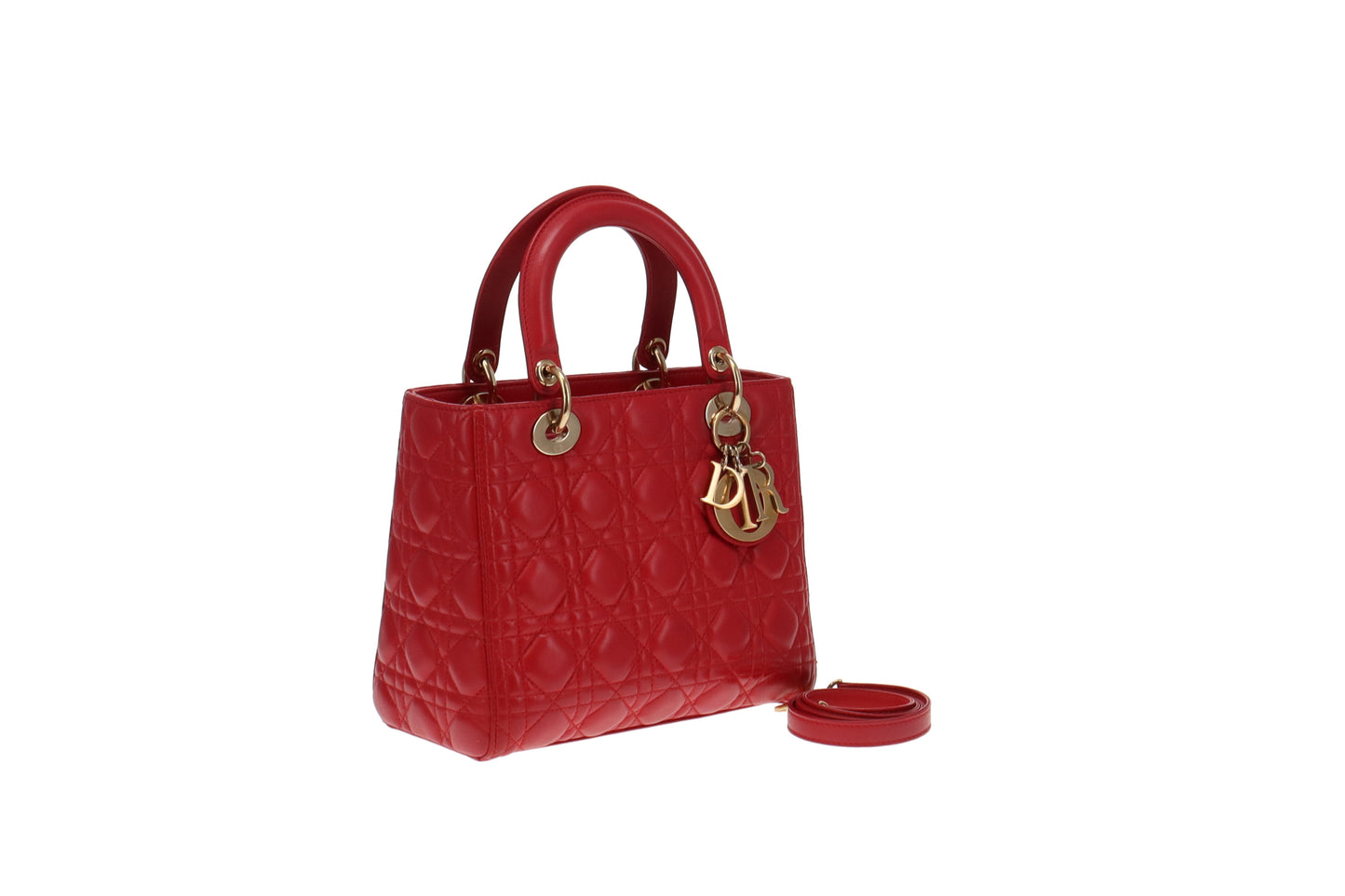 Dior Red Cannage Lambskin Medium Lady Dior 2013