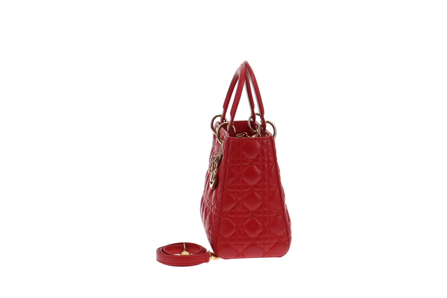 Dior Red Cannage Lambskin Medium Lady Dior 2013