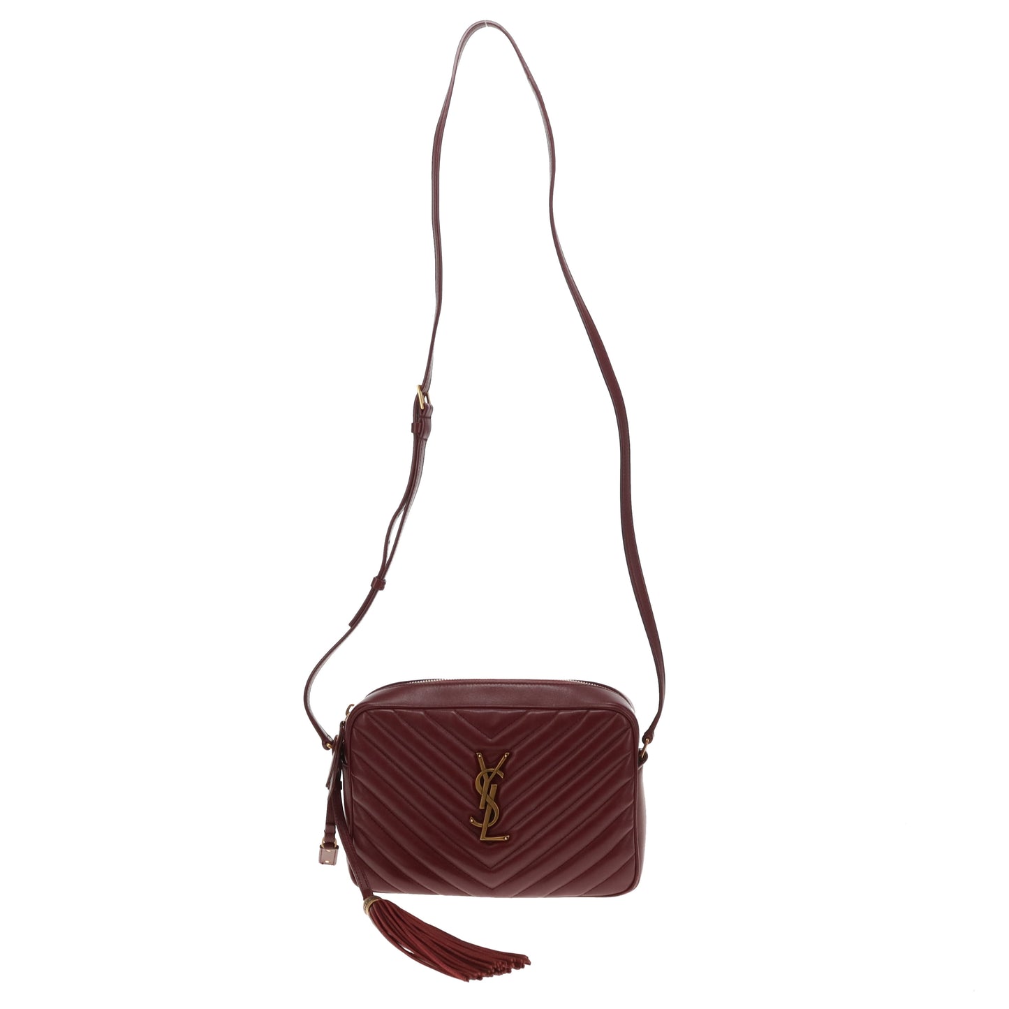 Saint Laurent Lou Camera Burgundy Chevron GHW 2019