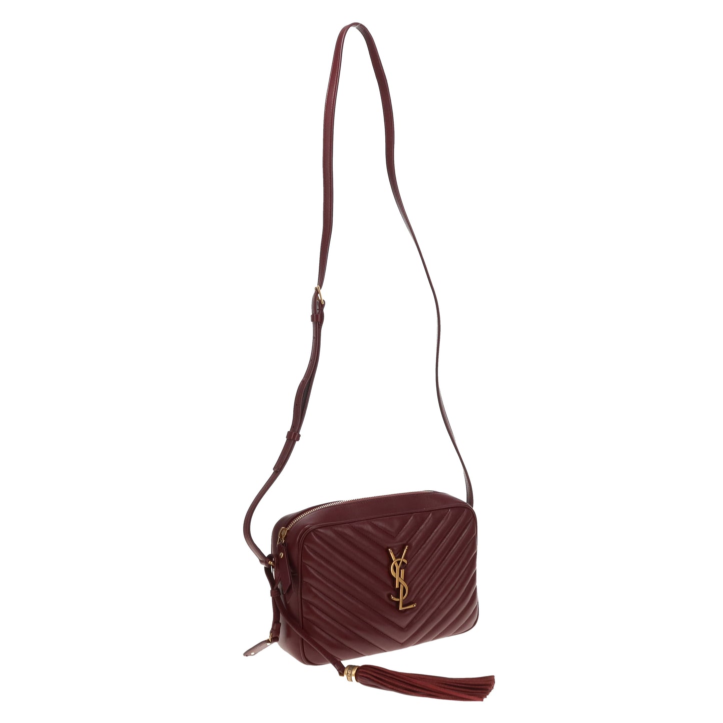 Saint Laurent Lou Camera Burgundy Chevron GHW 2019