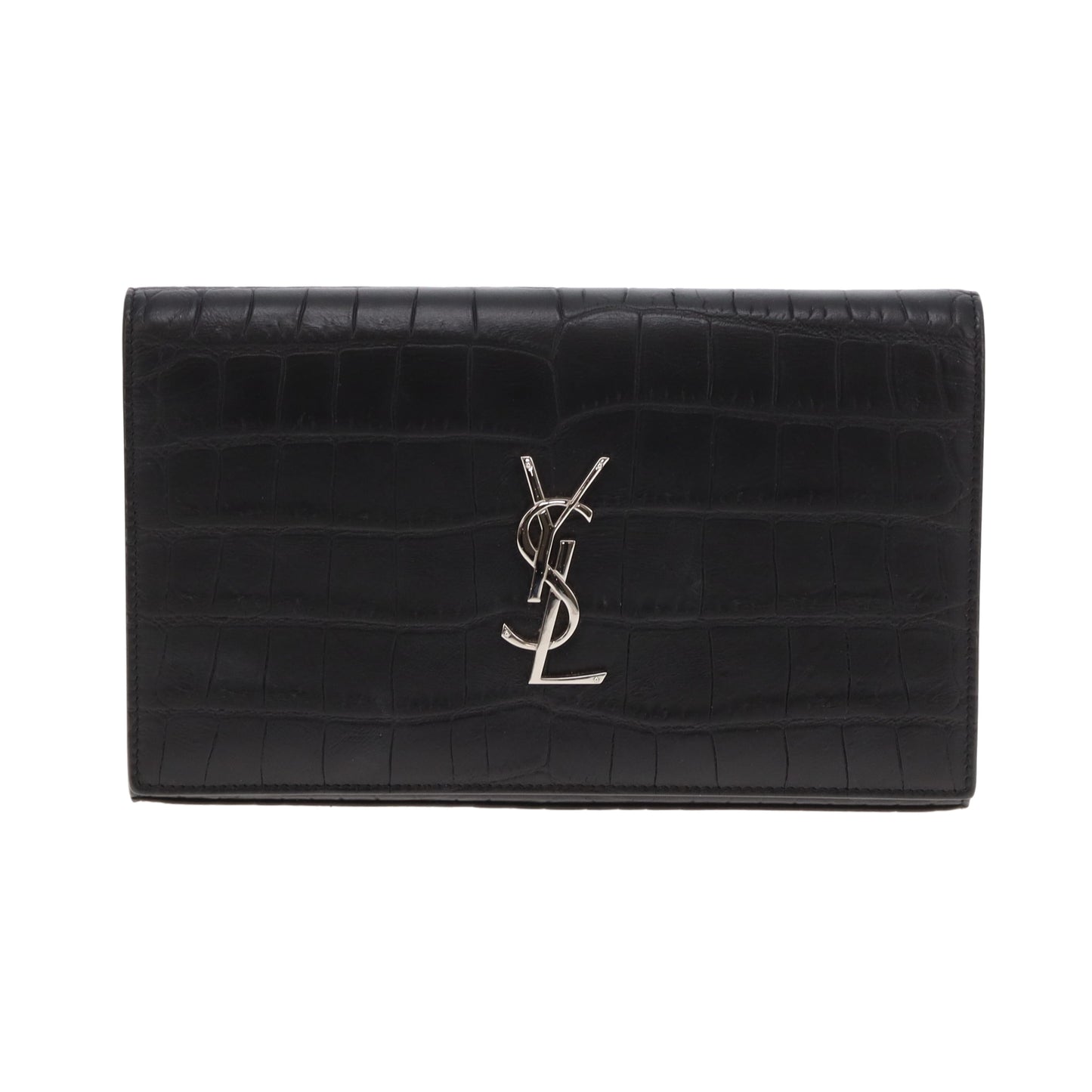 Saint Laurent Cassandre Wallet on Chain Croc Embossed SHW 2016