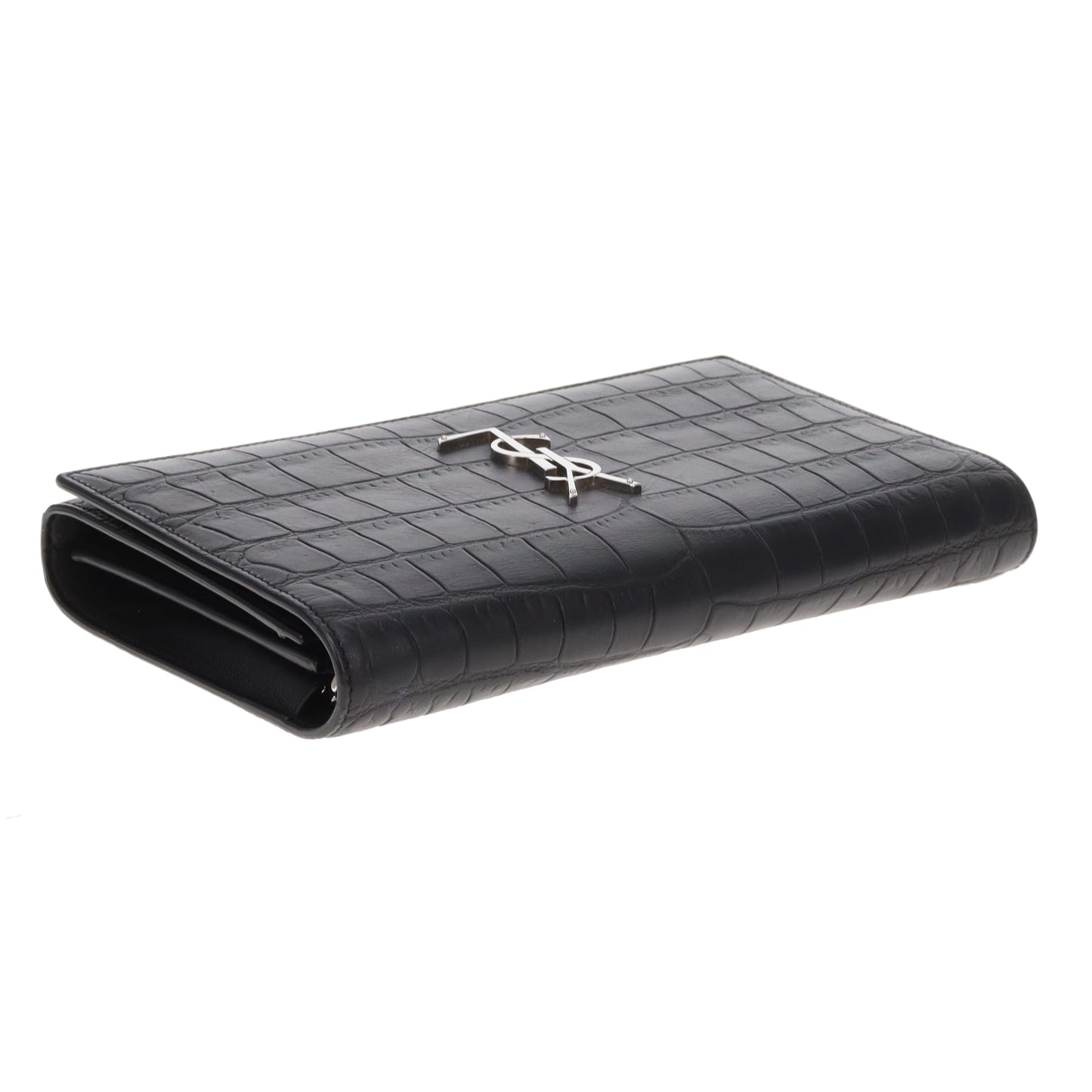 Saint Laurent Cassandre Wallet on Chain Croc Embossed SHW 2016