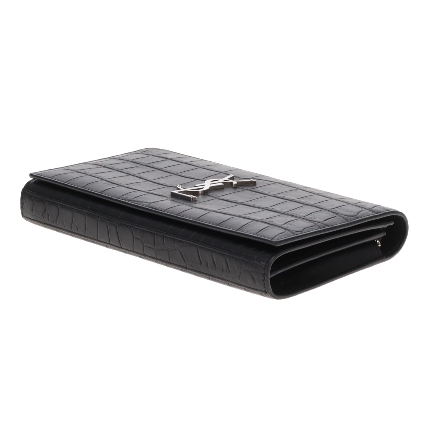 Saint Laurent Cassandre Wallet on Chain Croc Embossed SHW 2016