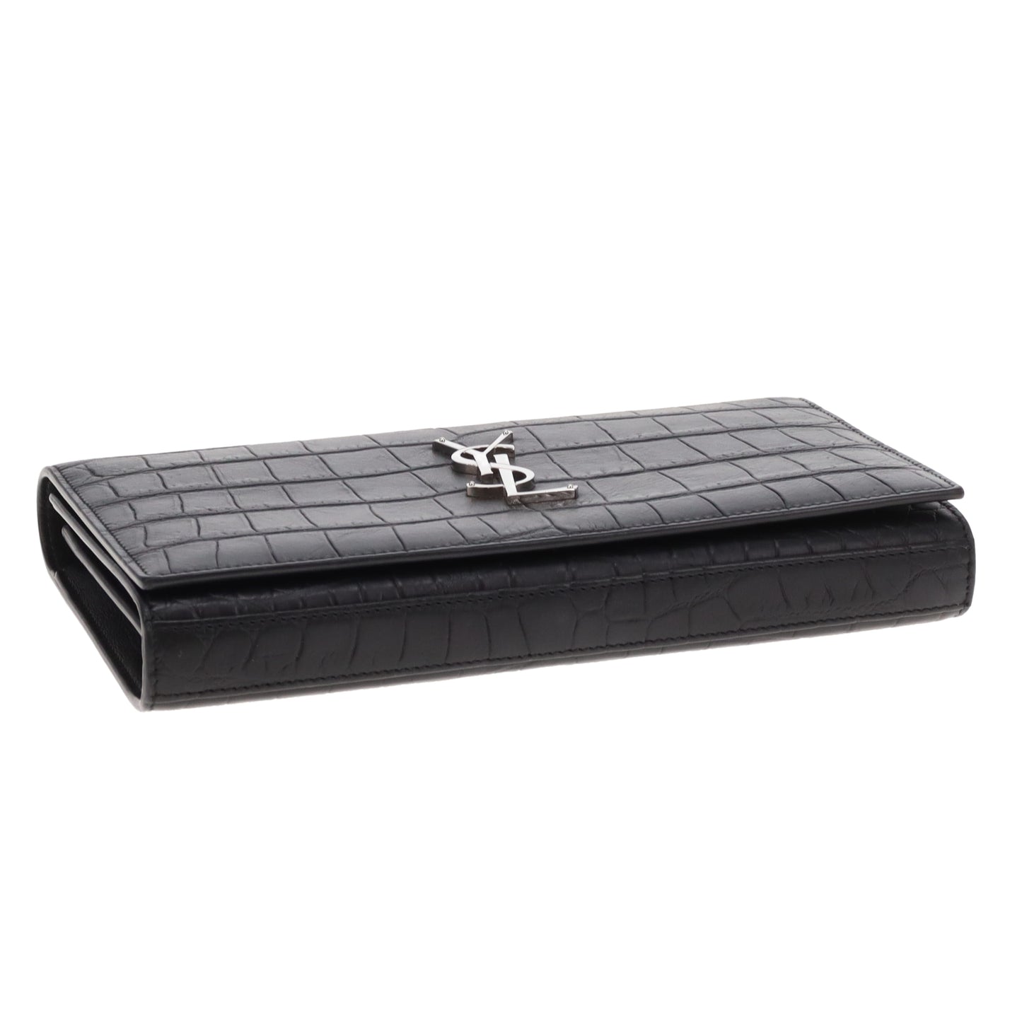 Saint Laurent Cassandre Wallet on Chain Croc Embossed SHW 2016