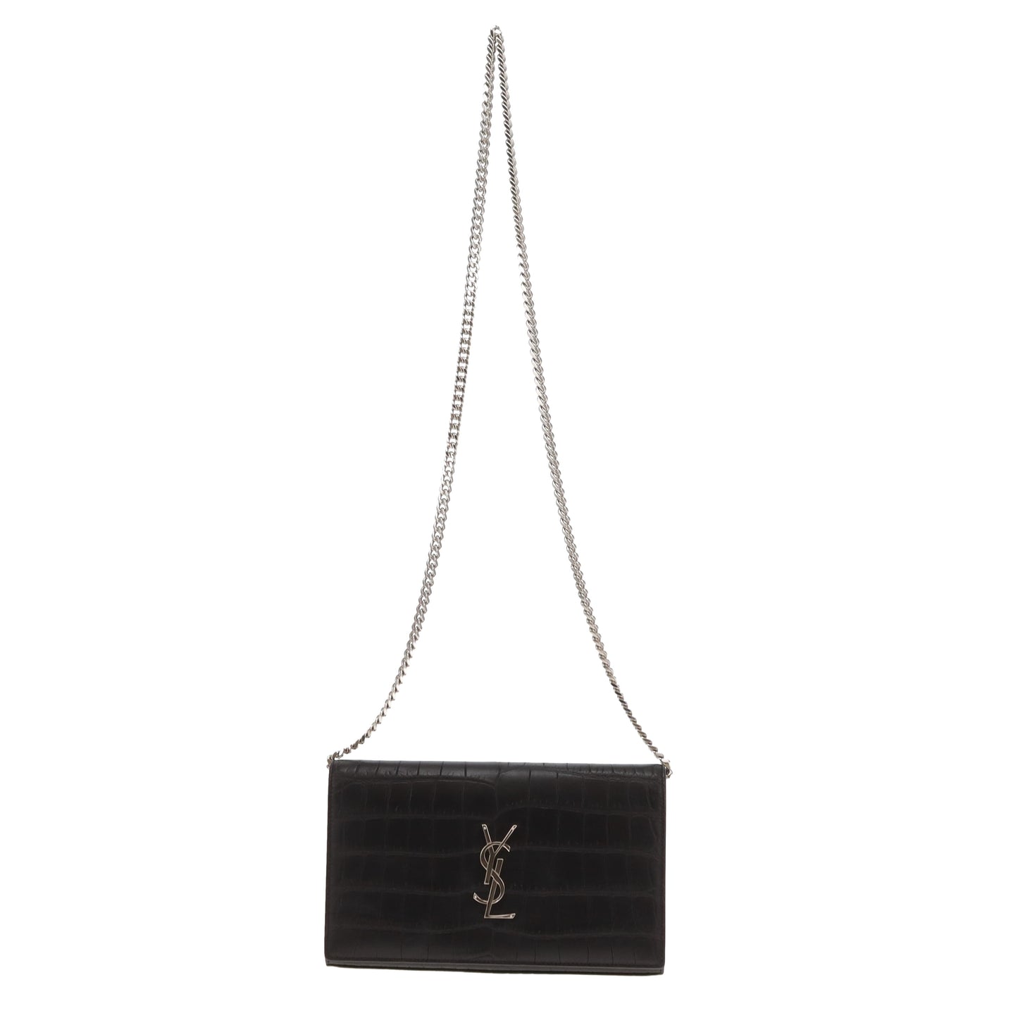 Saint Laurent Cassandre Wallet on Chain Croc Embossed SHW 2016