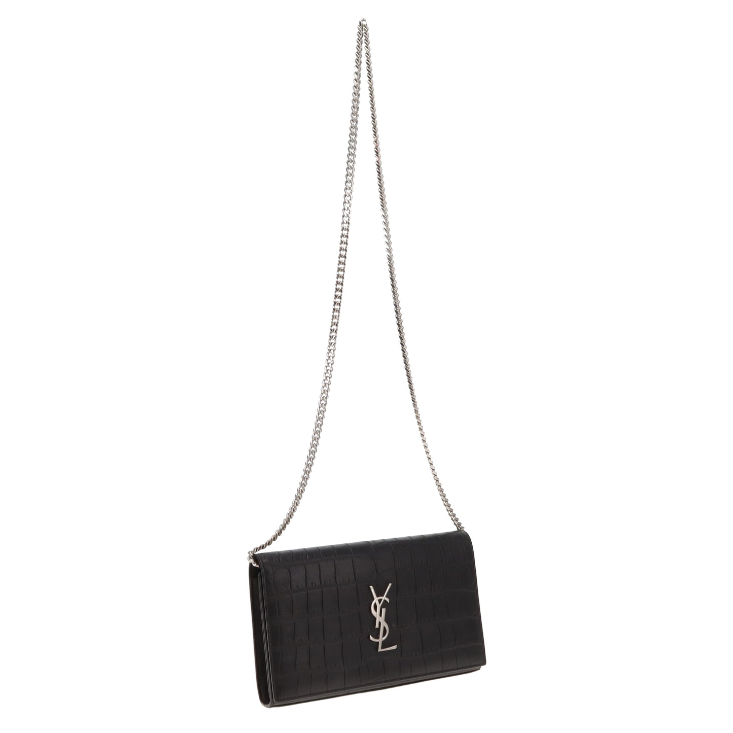 Saint Laurent Cassandre Wallet on Chain Croc Embossed SHW 2016
