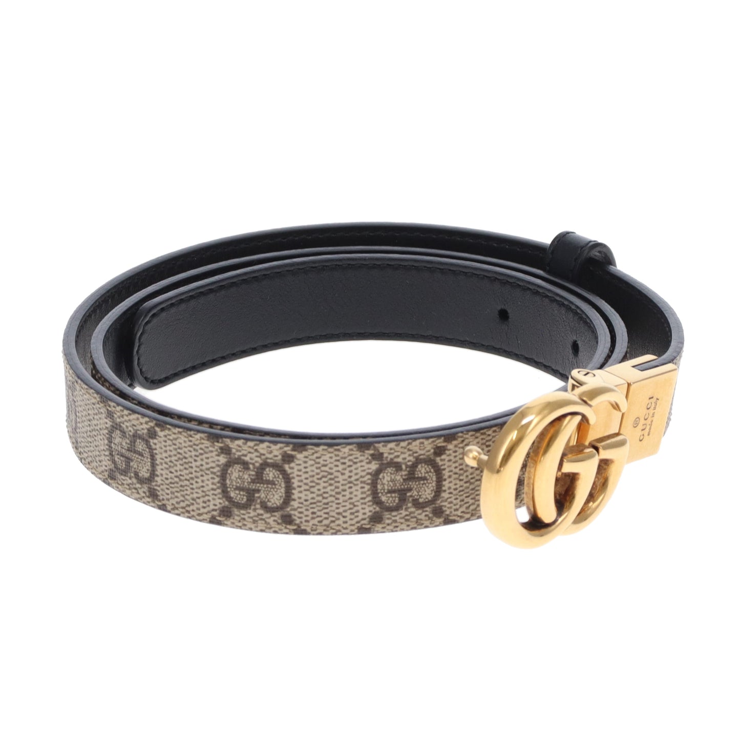 Gucci Marmont GG Thin Belt In GG Supreme Canvas & Leather 80/32