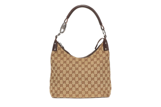 Gucci Twins GG Canvas Hobo Whipstich Handle Vintage