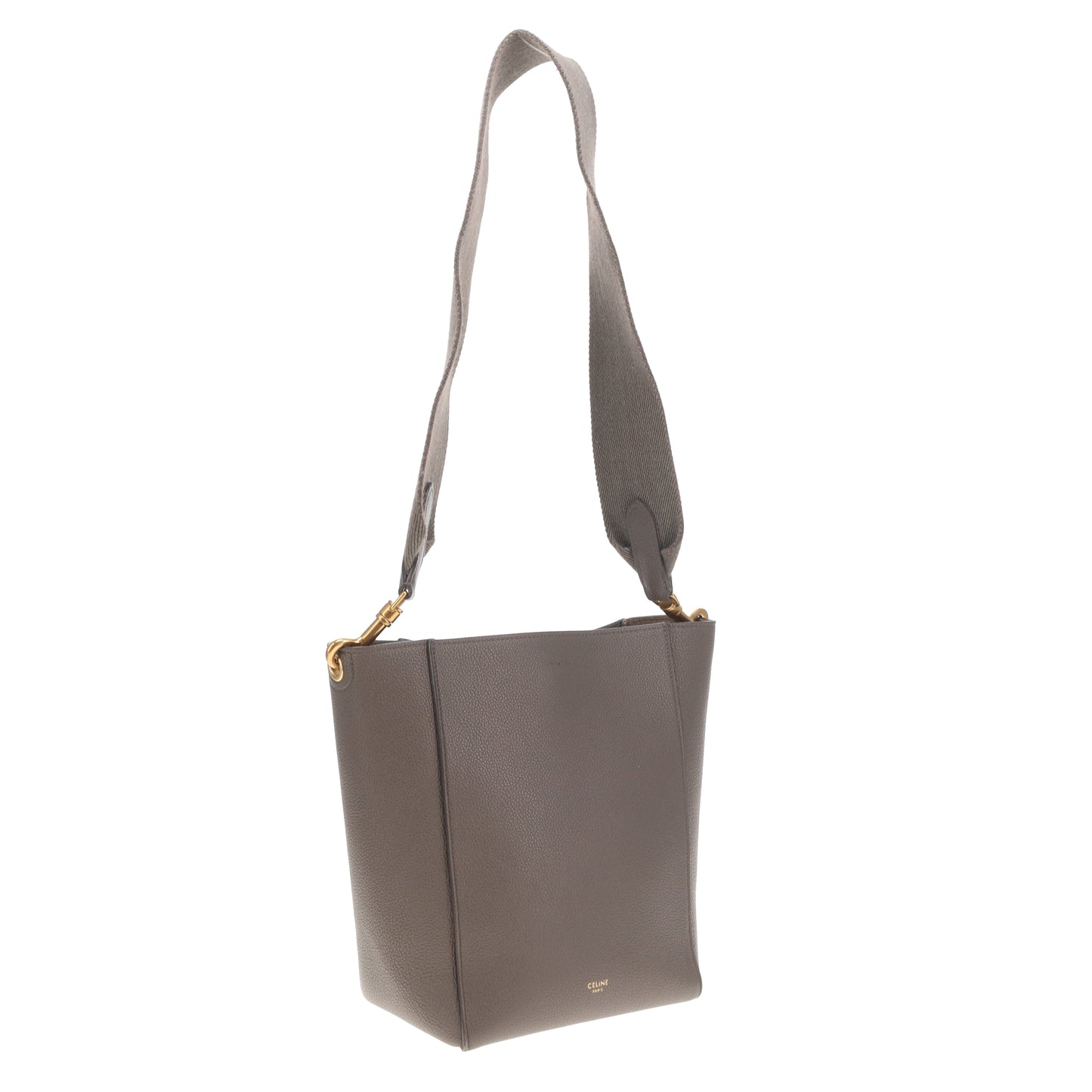 Celine Sangle Bucket Bag Small Taupe Leather