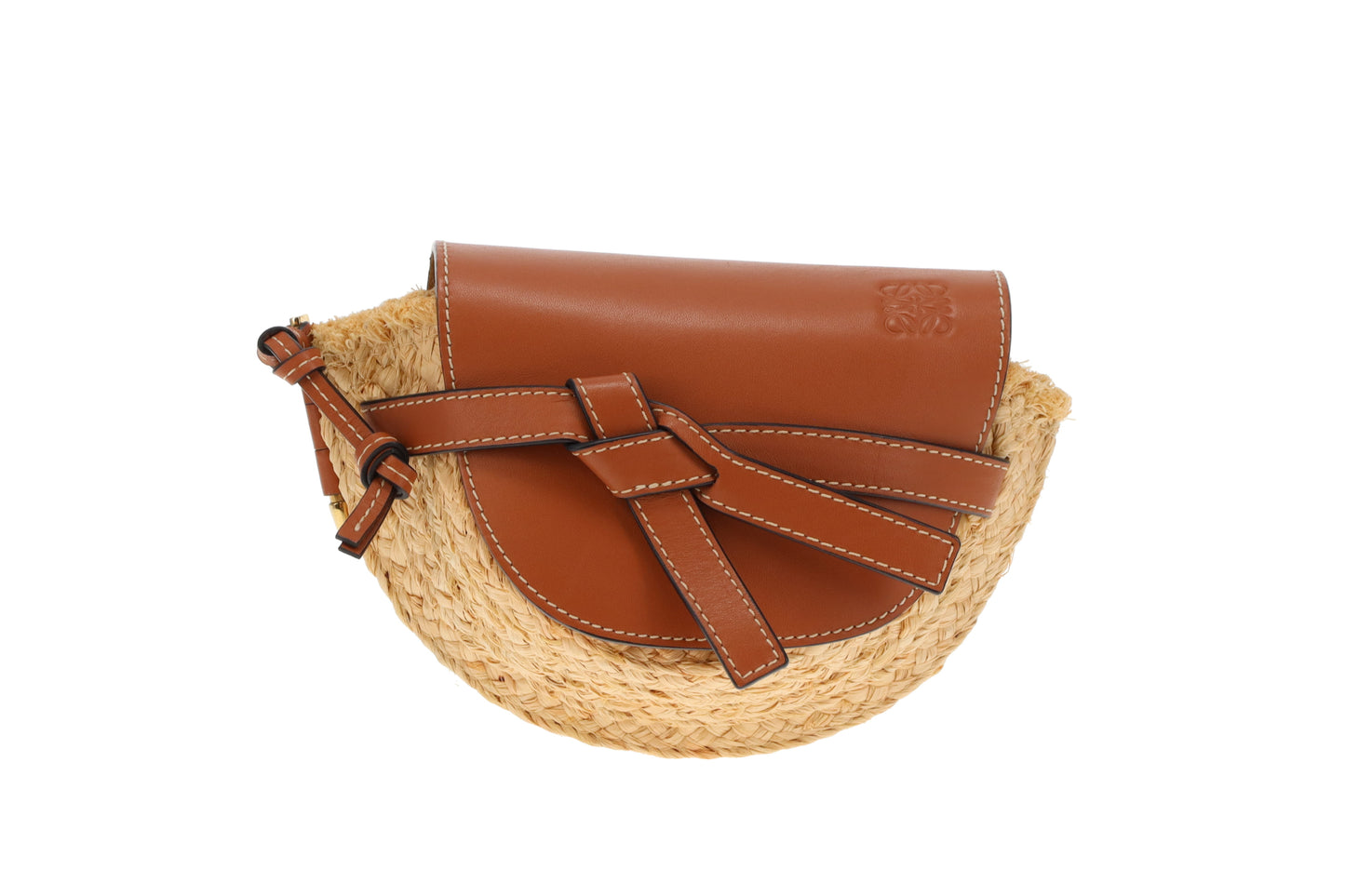 Loewe Small Gate Bag Raffia & Calfskin