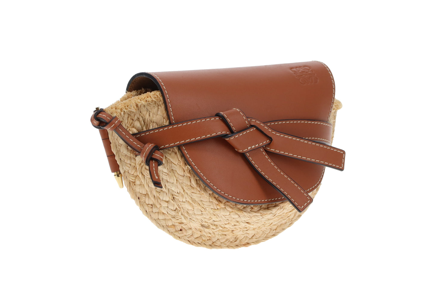 Loewe Small Gate Bag Raffia & Calfskin