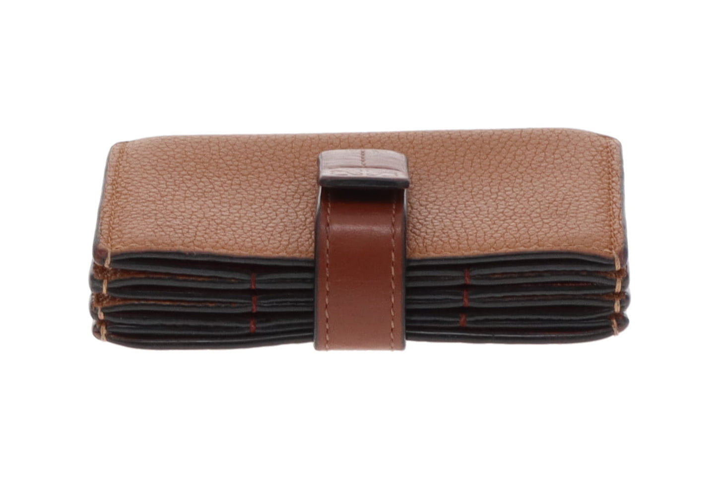 Loewe Accordion Leather Card Holder Tan/Brown