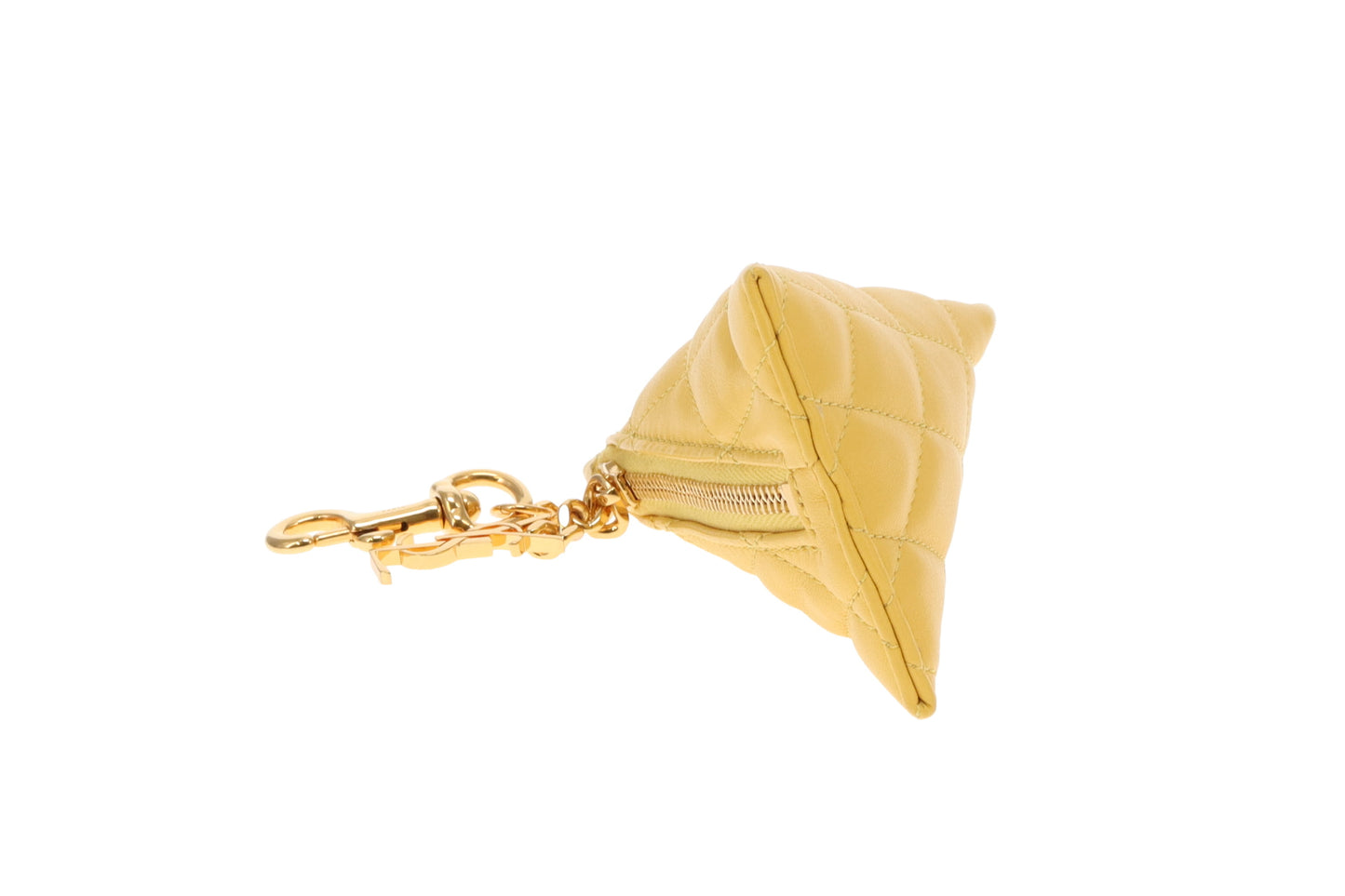 Saint Laurent Berlingo Charm Key Pouch Yellow Lambskin