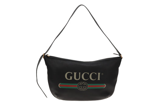 Gucci Half Moon East West Logo Hobo Black
