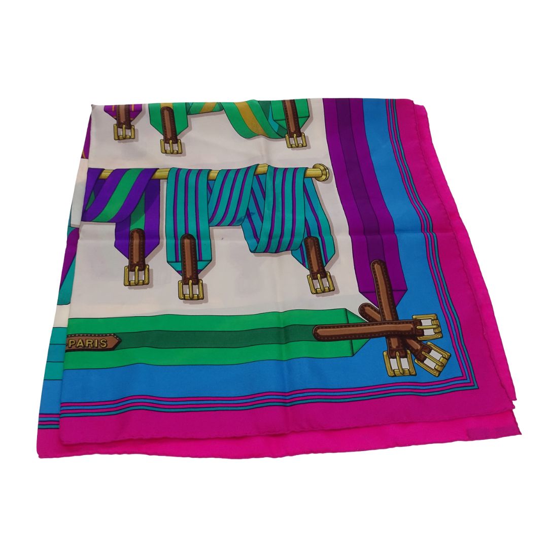 Hermes Les Sangles Scarf 90 100% Silk