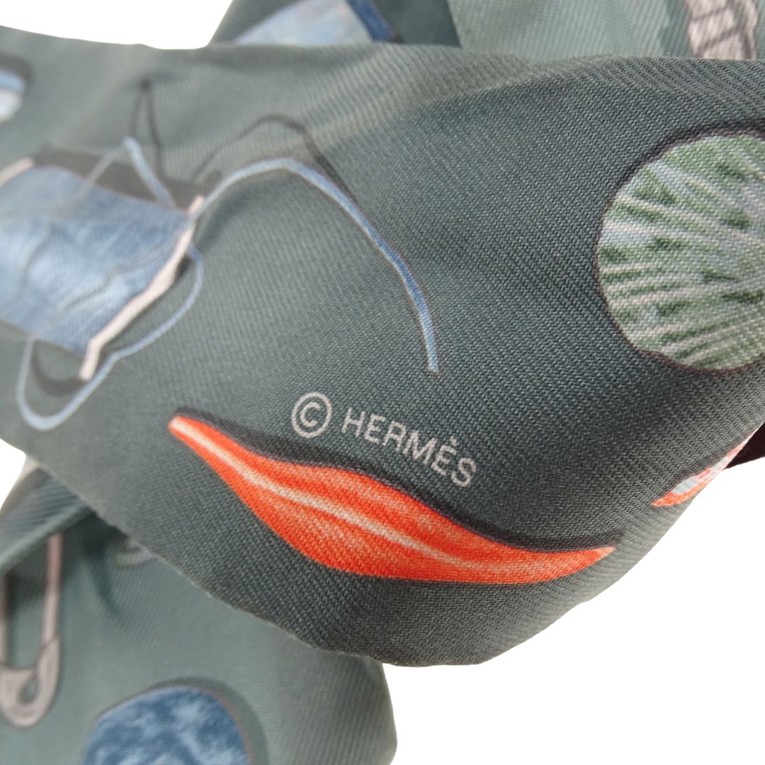 Hermes In The Pocket Twilly Vert-de-gris / Bleu Ciel / Abricot