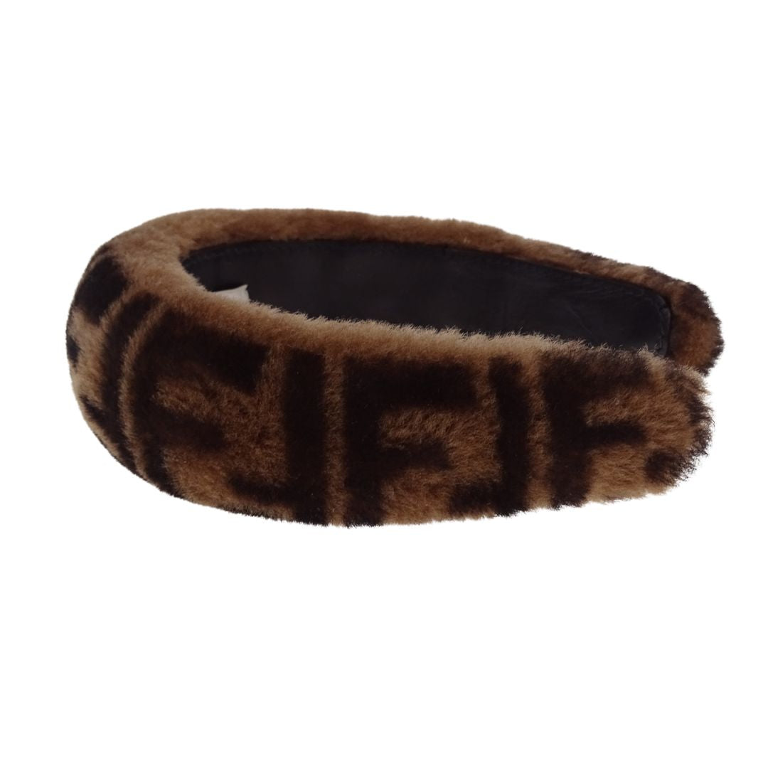 Fendi Zucca Headband Brown Shearling Monogram