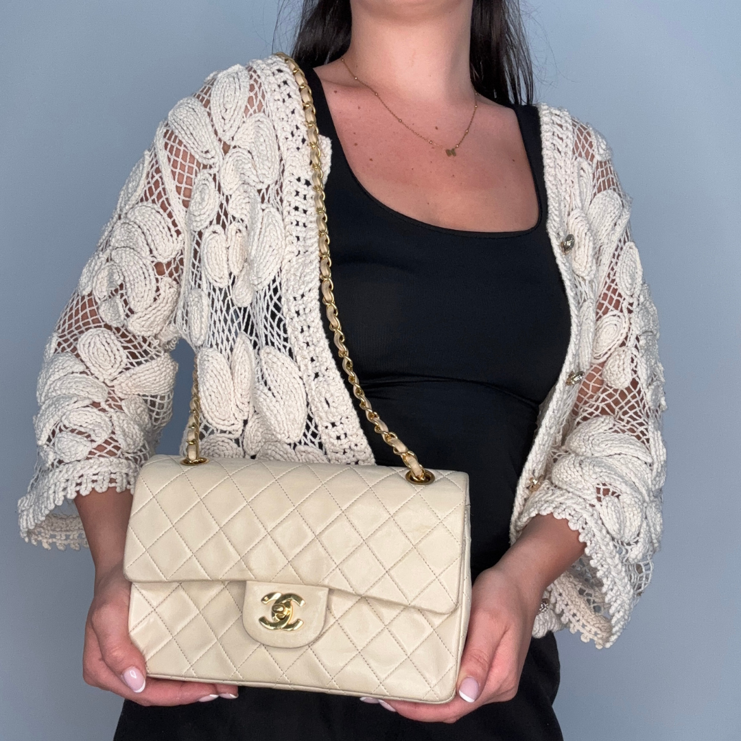 Chanel Classic Double Flap Small Cream Lambskin GHW Vintage