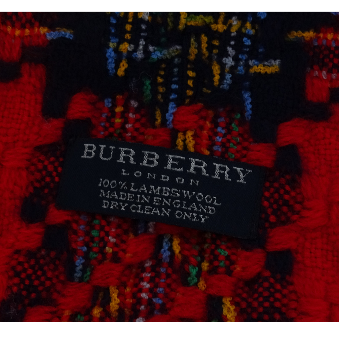 Burberry Red and Multi Check Lambswool Scarf