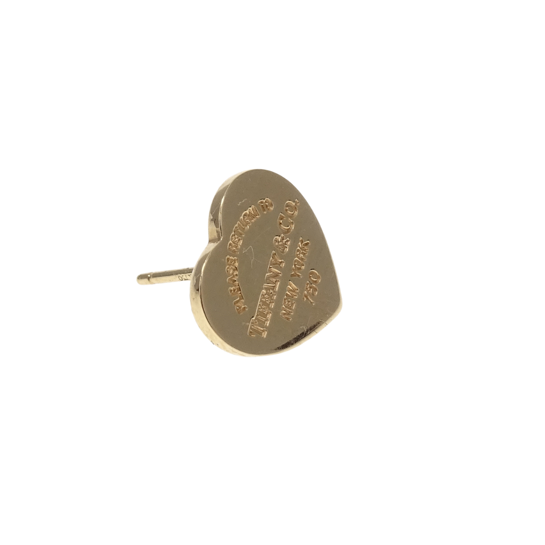 Tiffany & Co RTT Heart Stud Earrings 18k Yellow Gold