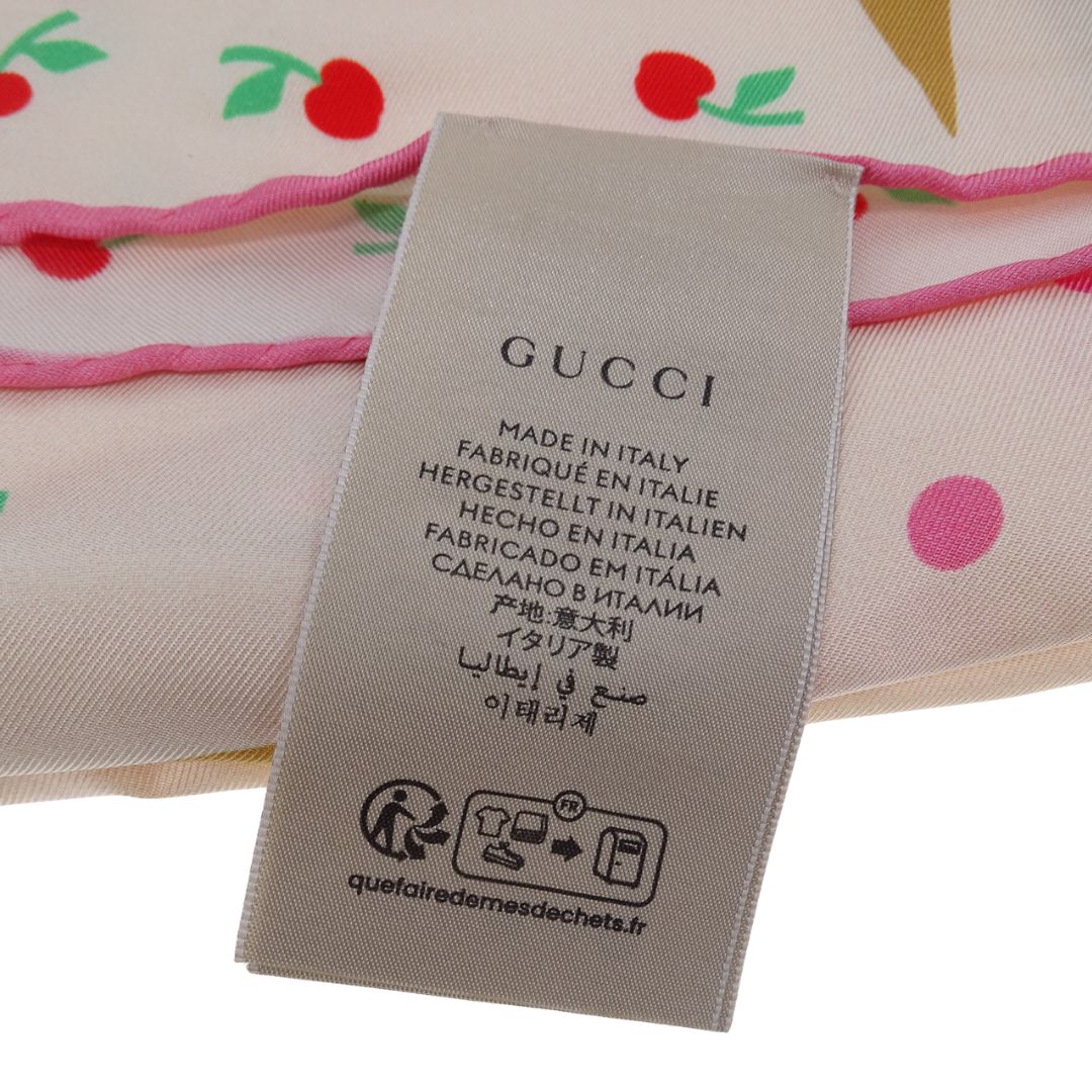 Gucci Ice Cream Print 90cm Silk Scarf
