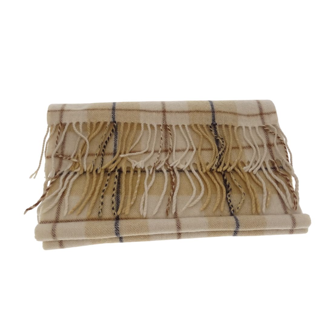 Burberry Scarf Beige/Yellow Check 100% Lambswool