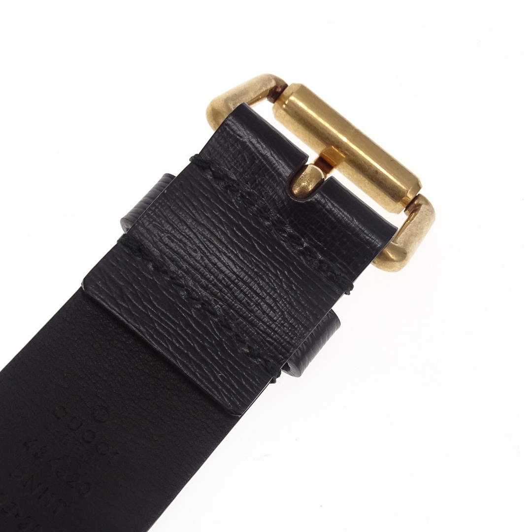 Gucci Kingsnake Belt In Black Leather With Gold Buckle 95cm 30"