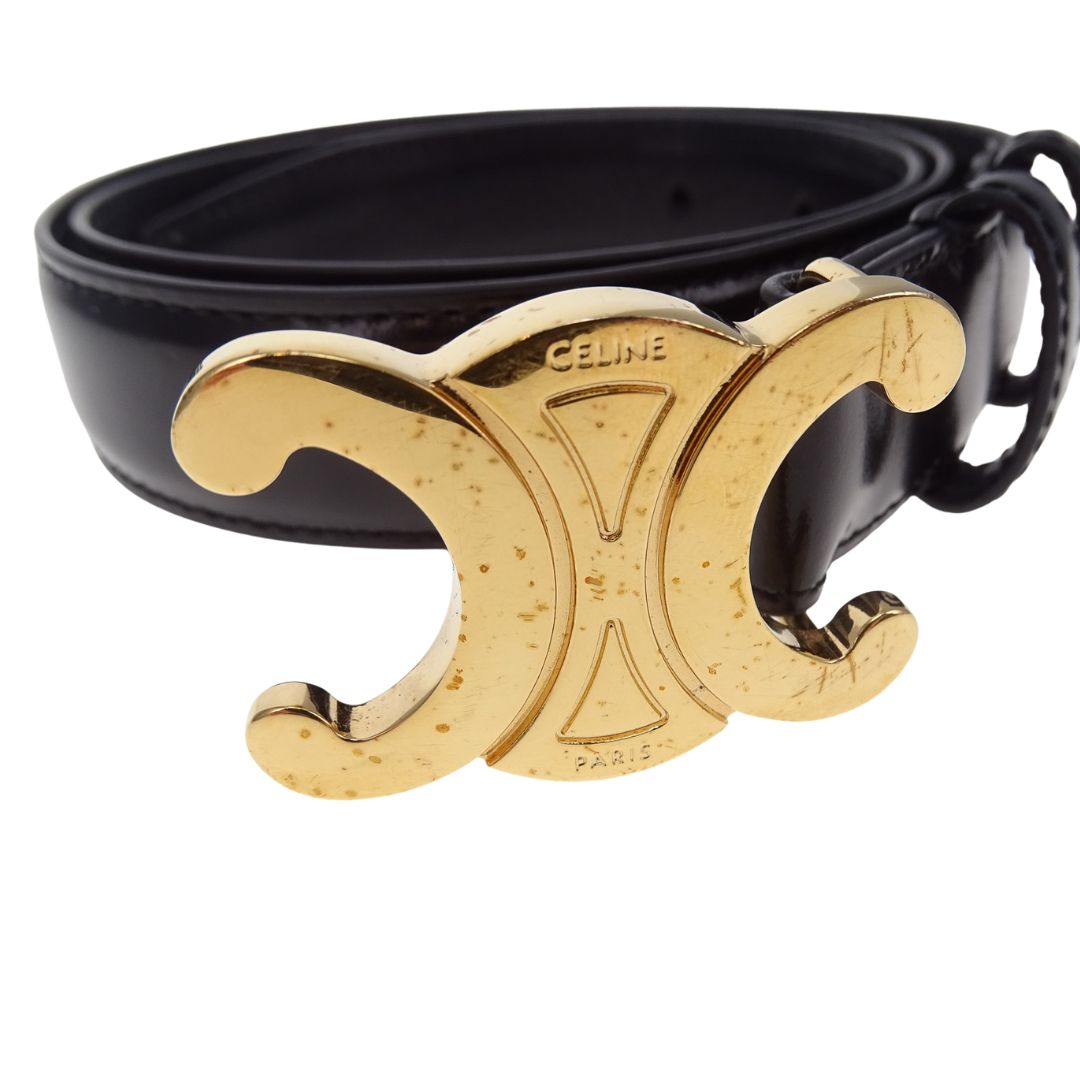 Celine Triomphe Belt Medium 25mm Black 80cm