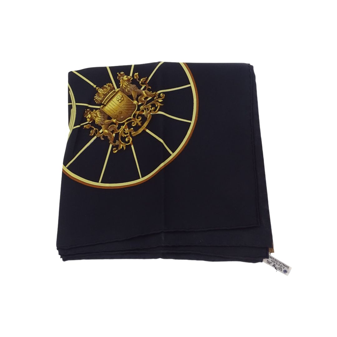 Hermes Springs Scarf 90 Navy/Gold 100% Silk