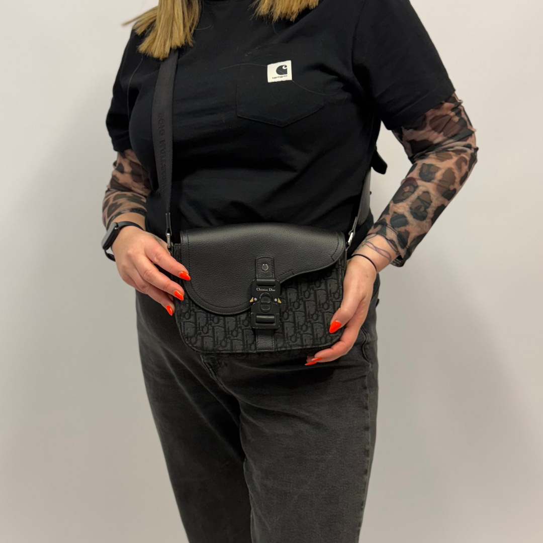 Dior Homme Small Saddle Messenger Bag With Flap Black