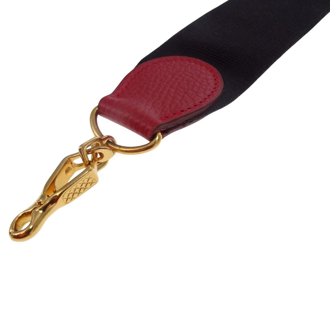 Hermes Vintage Canvas Strap 50mm Black/Red GHW