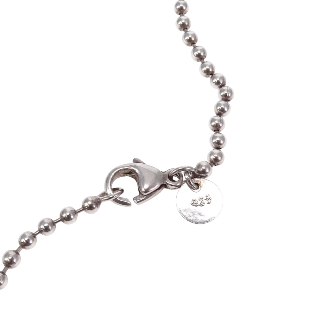 Tiffany & Co RTT Large Heart Tag on Beaded Chain Sterling Silver